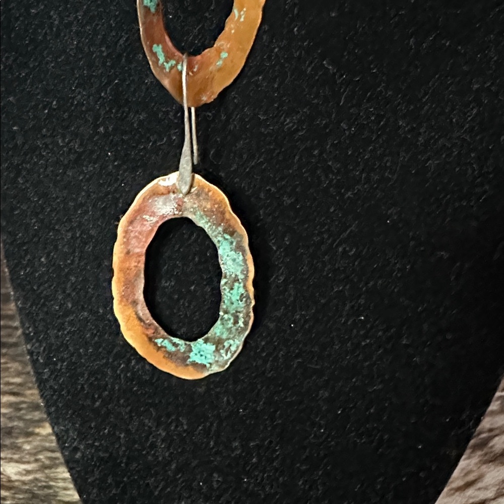 Rustic Copper Oval Earrings - Picture 2 of 3
